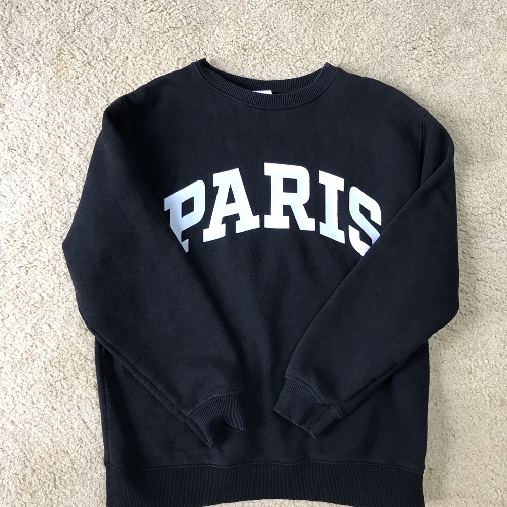 Zara 'Paris' Black Crewneck Sweatshirt - S